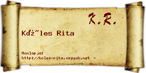 Köles Rita névjegykártya